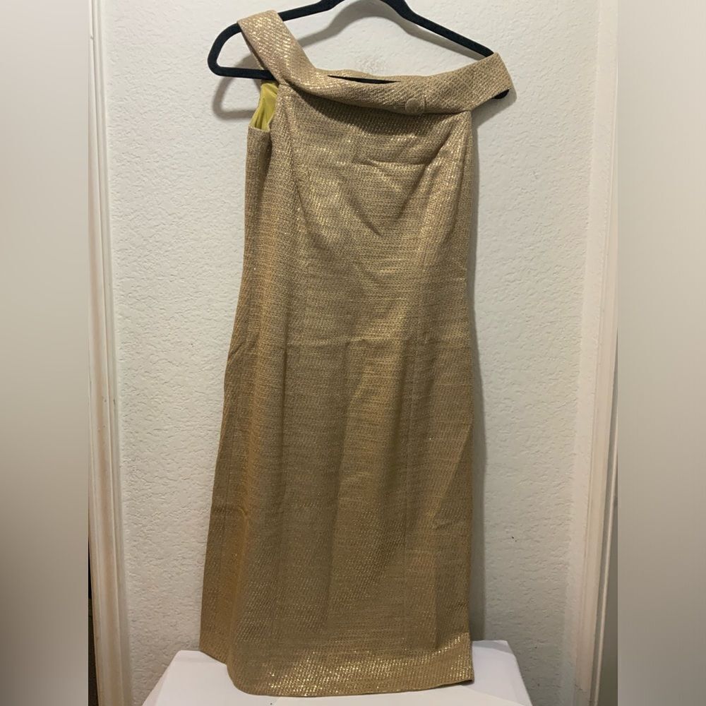 Vintage Barney’s NewYork Gold Dress size 6 Silk cotton